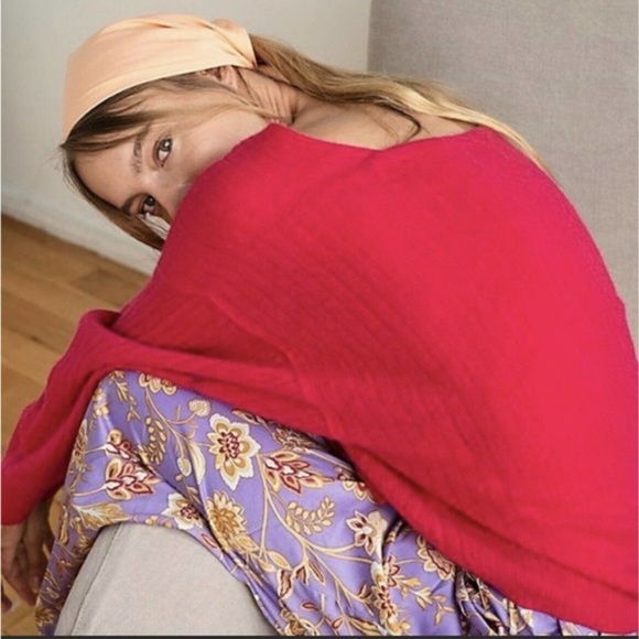 NWT Free People Hot Pink Cashmere Elias V Neck Cropped Sweater - Picture 3 of 9